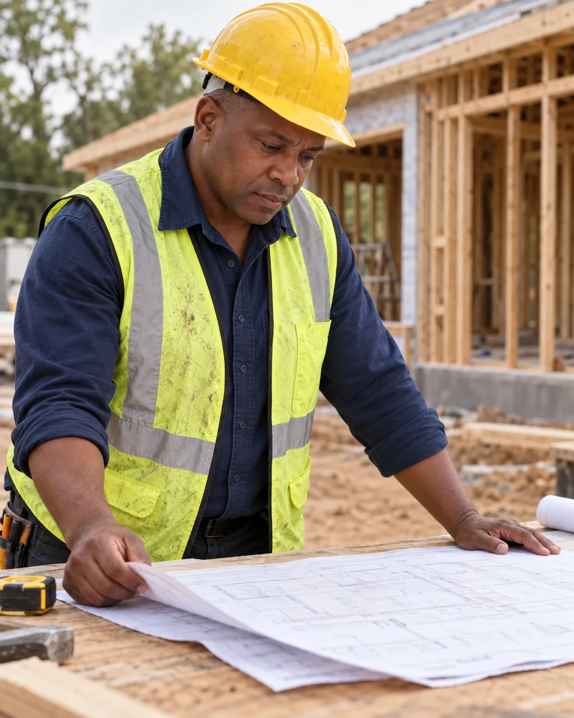 Illustrative working-day scene for a construction business