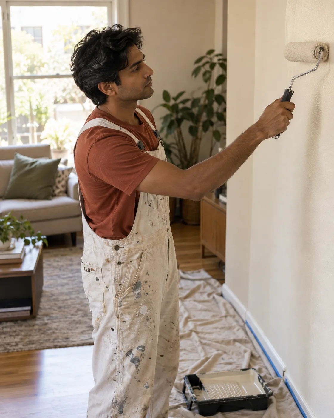 Illustrative working-day scene for a painting business