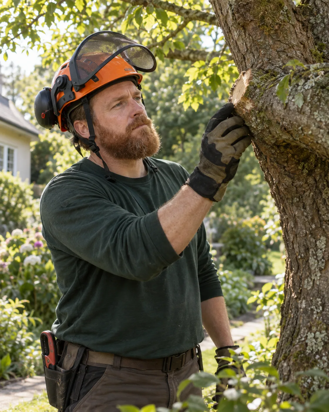Illustrative working-day scene for a tree care business